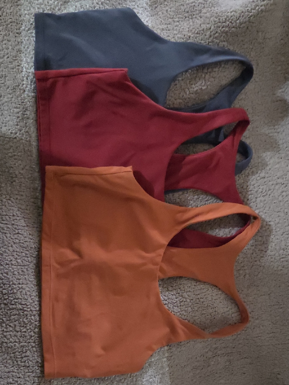 Set of 3 PARAGON Branded Racerback Sports Bras in Slate, Wine, and Rust